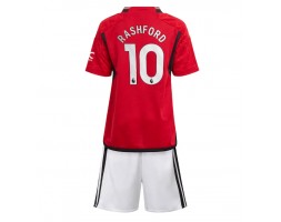 Lacne Dětský Futbalové dres Manchester United Marcus Rashford #10 2023-24 Krátky Rukáv - Domáci (+ trenírky)